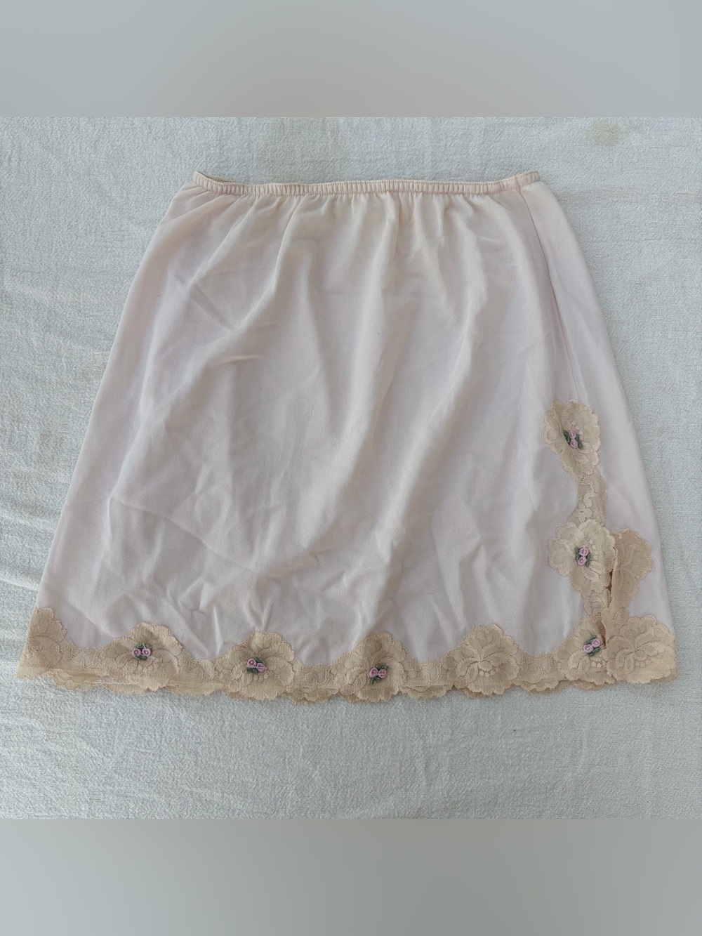 Vintage 60s Movie Star Mini Lace Slip Skirt, Coquette Cottagecore Boho Fairy